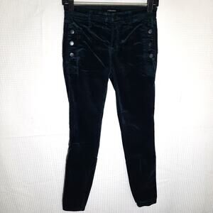 J Brand Zion Mid Rise Skinny Jeans 25 Green Velvet Stretch Soft Pants USA Made